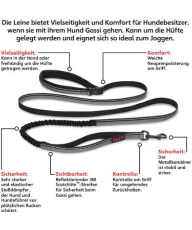 Halti Active Dog Leash with Neoprene Padding & Shock Absorption - 3m Reflector Freehand Design for Small to Medium Dogs - Ideal Running Leash (Size Small Black) - Buy Online on GoSupps.com