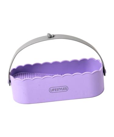 3 in 1 Makeup Brush Cleaner Bowl Hanging Basket Storage Holder Multifunction Bathroom Brush Cleaning Tool violet