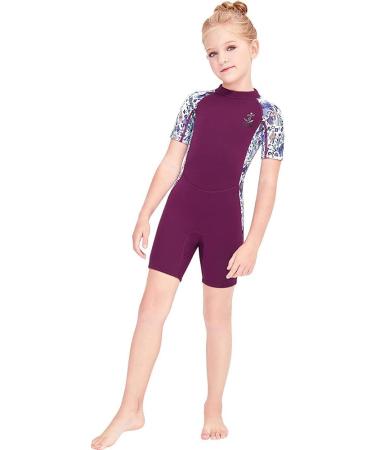 Kids Neoprene Wetsuit Shorty 2.5MM Thermal Swimsuit for Girls Boys - Youth Diving Suit for Snorkeling and Water Sports - Purple, XX-Large - Buy Online on GoSupps.com