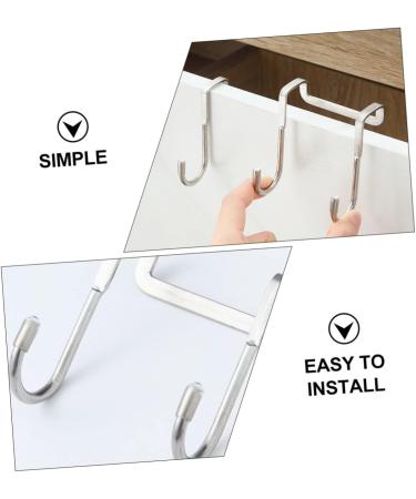 FUNOMOCYA 6pcs Over Cupboard Purse Hanger Door Hanger Hat Hooks Multifunction S Hook Stainless Steel 7.5X6.5CM Silver - Buy Online on GoSupps.com