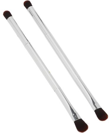 Makeup Brush Double Ended Eyeshadow Brush Soft Hair Silver Safe 2pcs for Travel for Women - Buy Online on GoSupps.com