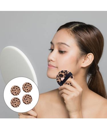 Beaupretty 4pcs Leopard Print Round Puff - Large Flocking Cloth Makeup Powder Puffs for Flawless Application | International Shipping Available - Buy Online on GoSupps.com