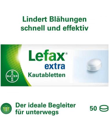 Lefax Extra Chewing Tablets - 105 mg Simeticon for Gas & Flatulence Relief | Peppermint Flavor - 50 Tablets (1 Pack) - International Shipping Available - Buy Online on GoSupps.com