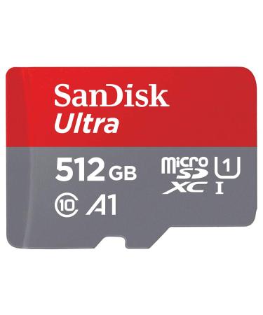 SanDisk 512GB Ultra MicroSDXC UHS-I Memory Card with Adapter - 100MB/s C10 U1 Full HD A1 Micro SD Card - SDSQUAR-512G-GN6MA