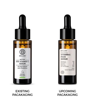 Brillare 10% Vitamin C Serum | Bright & Glowing Skin | with Probiotics & Aloe Vera | 100% Natural Face Serum - Buy Online on GoSupps.com