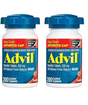 Advil Pain Reliever and Fever Reducer Pain Relief Medicine with Ibuprofen 200mg for Joint Pain Muscle Ache and Minor Arthritis Pain Relief - 200 Coated Tablets with Easy Open Arthritis Cap