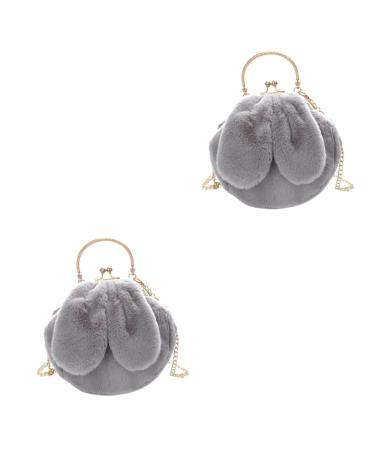 Alipis 2 Pcs Single Shoulder Bag Crossbody Bag Metal Chain Bag Plush Bag Handbag Fur Bag Messenger Bag Wild