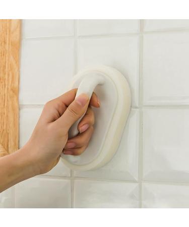 korvre Handle Bath Tub Scrubber Soap Scum Remover for Shower Scrubbers Non Scratch Scrub Cleaning Sponge Bathroom Scouring Pads White - Buy Online on GoSupps.com
