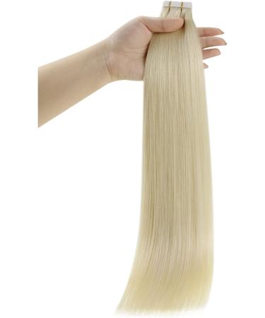 RUNATURE 16 Platinum Blonde Tape in Hair Extensions - Real Human Hair 50g | #60 Invisible Blonde Tape Extensions - Buy Online on GoSupps.com