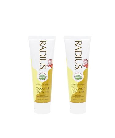 RADIUS Organic Kids Toothpaste 3oz Pack of 2 - Coconut Banana Flavor, Non-Toxic, Gluten-Free, USDA Organic, Improves Gum Health for Ages 6 Months and Up - Buy Online on GoSupps.com