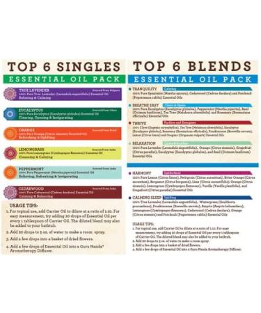 GuruNanda 100% Natural Essential Oil Blends Set - Aromatherapy for Diffusers - Breathe Easy, Tranquility, Harmony, Sleep, Relaxation, Immunity - 0.33 Fl Oz (Pack of 6) - Buy Online on GoSupps.com