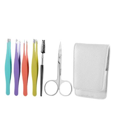 Beatifufu 1 Set eyebrow tweezers hairpette with flat tip women care eyebrow brushes for eyebrow make-up Miss Lamella hair removal stainless steel