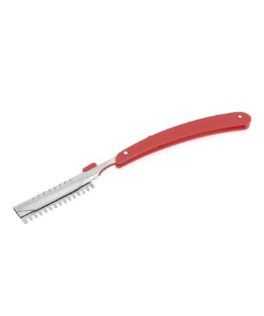 Ruilogod Red Plastic Handle Hair Shaving Comb Razor Blade Holder