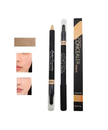 Dual Sided Concealer Pencil for Face, 2 in 1 Full Range of Concealers Pen Face Concealer Crayon Highlighter Stick, Professional Waterproof Foundation Concealer for Eye Dark Circles, Blackheads, Concealer Pencil with Brush for Men and Women (#3 Ivory)