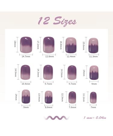 BABALAL Squoval Ombre Purple Fake Nails - Glossy Design for Women & Girls | P05 - Buy Online on GoSupps.com