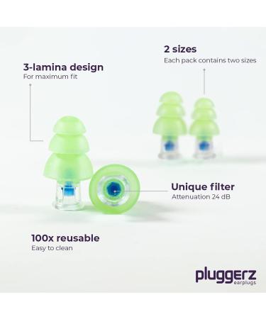 Buy Pluggerz Reusable Earplugs - 2 Pairs (S/M M/L) - Soft & Comfortable Noise Protection - 24 dB Filtering - Professional Home Care - Buy Online on GoSupps.com