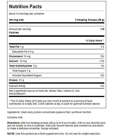 Swanson Goat Whey Protein Concentrate 14 Ounce | High-Quality Protein Powder for Muscle Gain & Recovery | Buy Internationally - Buy Online on GoSupps.com