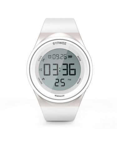 synwee Sports Pedometer Watch,Fitness Tracker,IP68 Water Resistant, Non-Bluetooth, with/Vibration Alarm Clock/Stopwatch,for Adults Men Women Teens White1