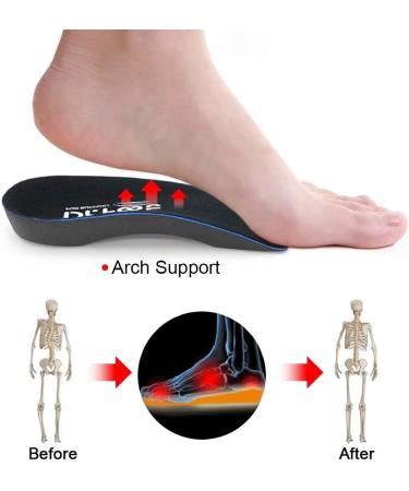 Dr. Foot's 3/4 Orthotic Inserts for Flat Feet & Plantar Fasciitis - Self-Adhesive Half Insoles (Men's 6.5-8.5 / Women's 7.5-9.5) - Relief for Over-Pronation & Heel Spurs - Buy Online on GoSupps.com