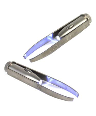 2 Pack Portable Tweezer With LED Light Hair Removal Eyebrow Beauty Make Up Tools