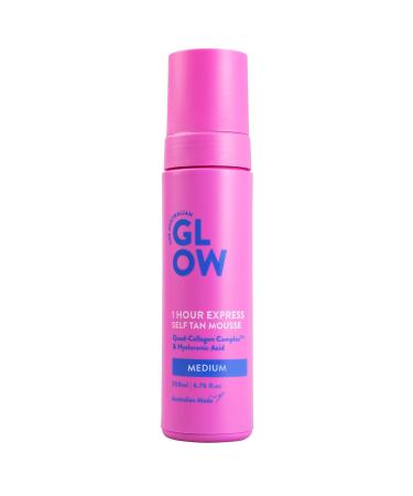 Australian Glow 1 Hour Express Self Tanning Mousse w/Quad-Collagen Complex & Hyaluronic Acid, MEDIUM - 6.76 fl. oz / 200ml