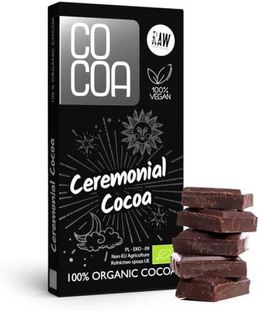 CO COA Organic Dark Chocolate 100% Ceremonial Cacao Raw Chocolate with No Added Sugar 100% Cocoa Mass Unroasted Gluten Free GMO Free Vegan Palm Oil and Preservative Free 50g - Buy Online on GoSupps.com
