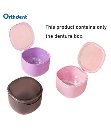 Denture Case with Strainer & Brush | Retainer Cleaning Box & Cup Set - Pink - Buy Online on GoSupps.com