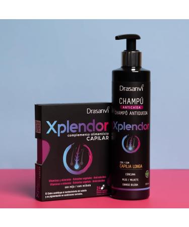  Drasanvi DRASANVI XPLENDOR - Vegetable Extracts + Vitamins + Minerals - Strengthens Hair Fibre - 24 Vegetable Capsules - Buy Online on GoSupps.com