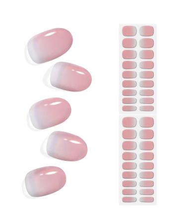 Semi Cured Gel Nail Strips 36PCS Gel Nail Wraps Works with Any UV Nail Lamps  Salon-Quality Real Gel Nail Polish Stickers Long Lasting Easy to Apply & Remove with Prep Pads  Nail File & Wooden Stick Pink Gradient 082