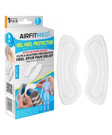 Footcare Gel Heel Protector Strips - Stick ON Shoe Design - 2 Piece for Loose Shoes Heel Pads Snugs for Shoe Filler Improved Shoe Fit and Comfort Stop Heel Slip and Blister