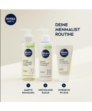 Nivea Men Sensitive Pro Minimalist Washing Gel 200ml - Face & Beard Cleanser (Pack of 3) | Gentle pH 5.0 Formula with 10 Selected Ingredients - Buy Online on GoSupps.com