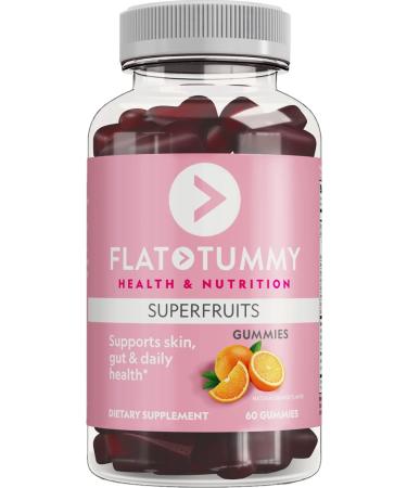 Flat Tummy Superfruits Gummies 60 Count - Skin Gut Cellular Immune Health - Collagen & Keratin Production - Vegan Non-GMO Gluten-Free - Made with Bamboo Silica Vitamin A C & E 60 Count (Pack of 1)
