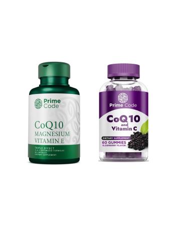Prime Code CoQ10 250mg with Magnesium Glycinate and Vitamin E CoQ10 200mg & Vitamin C 250mg Gummies