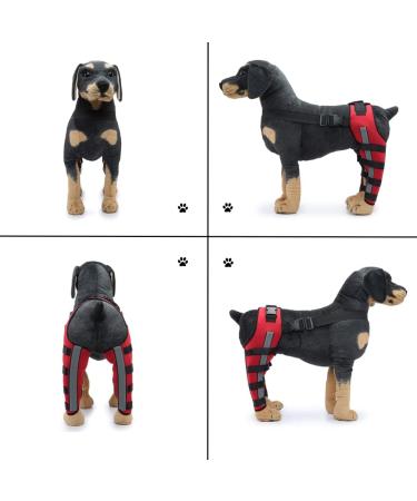 Dog Knee Brace Dog Double Rear Leg Brace with Metal Hinged Flexible Support and Reflective Seat Belts Dog Acl Brace Hind Leg|Red (S) - Buy Online on GoSupps.com