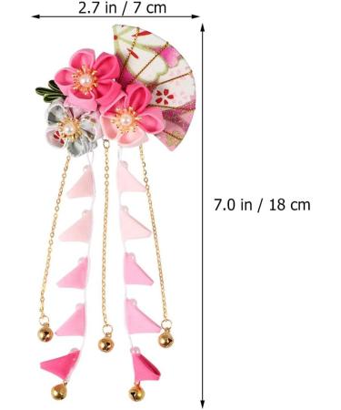 FRCOLOR Japanese Kimono Hair Clip with Flower and Tassel Pink - Buy Online on GoSupps.com