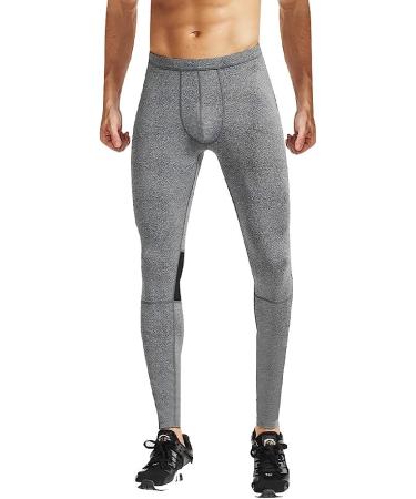 Truity Men's Compression Pants - Dry Fit Tights Baselayer Leggings - Gray Medium with Reflective Strip - Buy Online on GoSupps.com