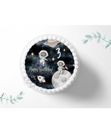 Cake topper astronaut in space personalizable for birthday 20cm sugar image photo for cakes fondant 3003G