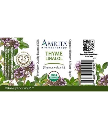 Amrita Aromatherapy Organic Thyme Linalol Essential Oil 100% Pure Undiluted Thymus vulgaris Therapeutic Grade Premium Quality Aromatherapy Oil Tested & Verified 5ML - Buy Online on GoSupps.com