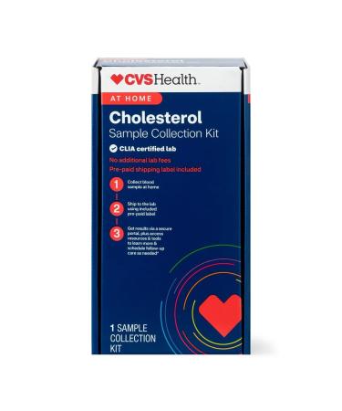 CVS Health at-Home Cholesterol Test Kit - Quick & Easy Blood Sample Collection for LDL HDL Total Cholesterol & Triglycerides Levels