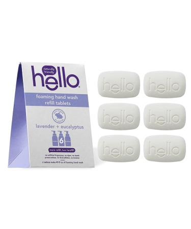 hello Foaming Hand Soap Tablets for Refilling Dissolvable Hand Soap with Lavender and Eucalyptus Fragrance Plant Based Soap Ingredients No Harsh Preservatives 6 Pack 0.31 OZ Each Lavender and Eucalyptus 6 Count (Pac...