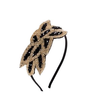 ericotry Flapper Headbands 1920s Vintage Gatsby Party Headpiece Beaded Leaf Hair Accessories for Costume Cosplay Halloween Party