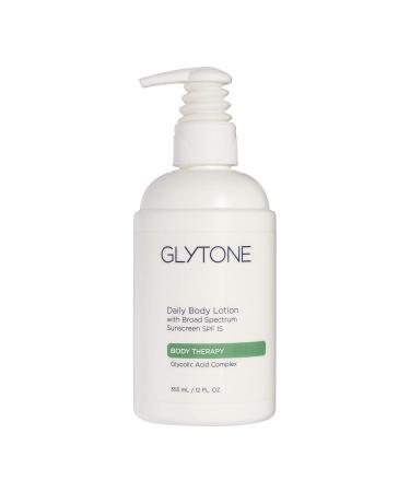 Glytone Daily Body Lotion Broad Spectrum SPF 15 - With Glycolic Acid & Shea Butter - Retexturizing Moisturizer - Fragrance Free - 12 fl. oz.