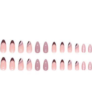JUSTOTRY 24 Pcs Swirl Stiletto False Nails - Medium Rose French Press on Nails for Women with Nail Glue - Short Almond Stick on Nails for Nail Art - Buy Online on GoSupps.com