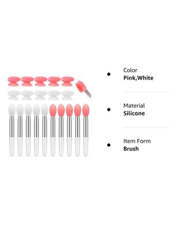 Newtay 20 Pcs Silicone Lip Brush Covers and Brushes for Lipsticks, Lip Gloss, Balm - Pink/White - Buy Online on GoSupps.com