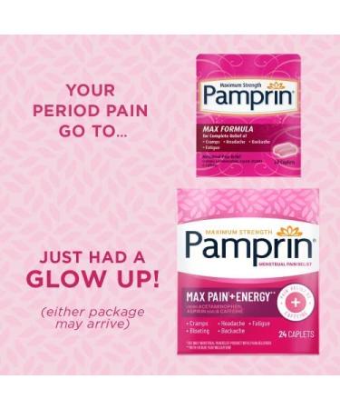 Pamprin Maximum Strength Max Formula with Acetaminophen - Menstrual Period Symptoms Relief - 24 Caplets - Buy Online on GoSupps.com
