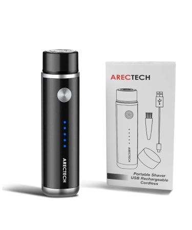 ARECTECH Electric Razor Mini Razor Pocket Razor for Men USB Rechargeable LED Battery Display Best for Travel Shaves Touch Up Shaves Cordless Black