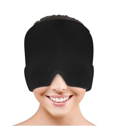 Ice Hat Gel Bilayer Headache Migraine Relief Hat Cold Compress Therapy Cap Ice Head Wrap Pack Mask for Tension Sinus Stress (Black)