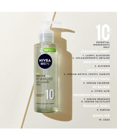 Nivea Men Sensitive Pro Menmalist Face and Beard Wash - Gentle Cleansing Formula with 10 Essential Ingredients - 200 ml - Buy Online on GoSupps.com