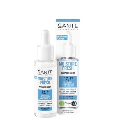 SANTE Naturkosmetik Serum with 3D hyaluron algae extract and organic aloe vera for intensively hydrated fresh and invigorated skin Moisture Fresh Hydrator Serum 30 ml