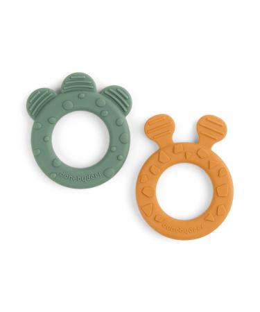 Done by Deer Teething Ring Set of 2 Silicone - Deer Friends Ochre/Green | International Shipping Available - Buy Online on GoSupps.com